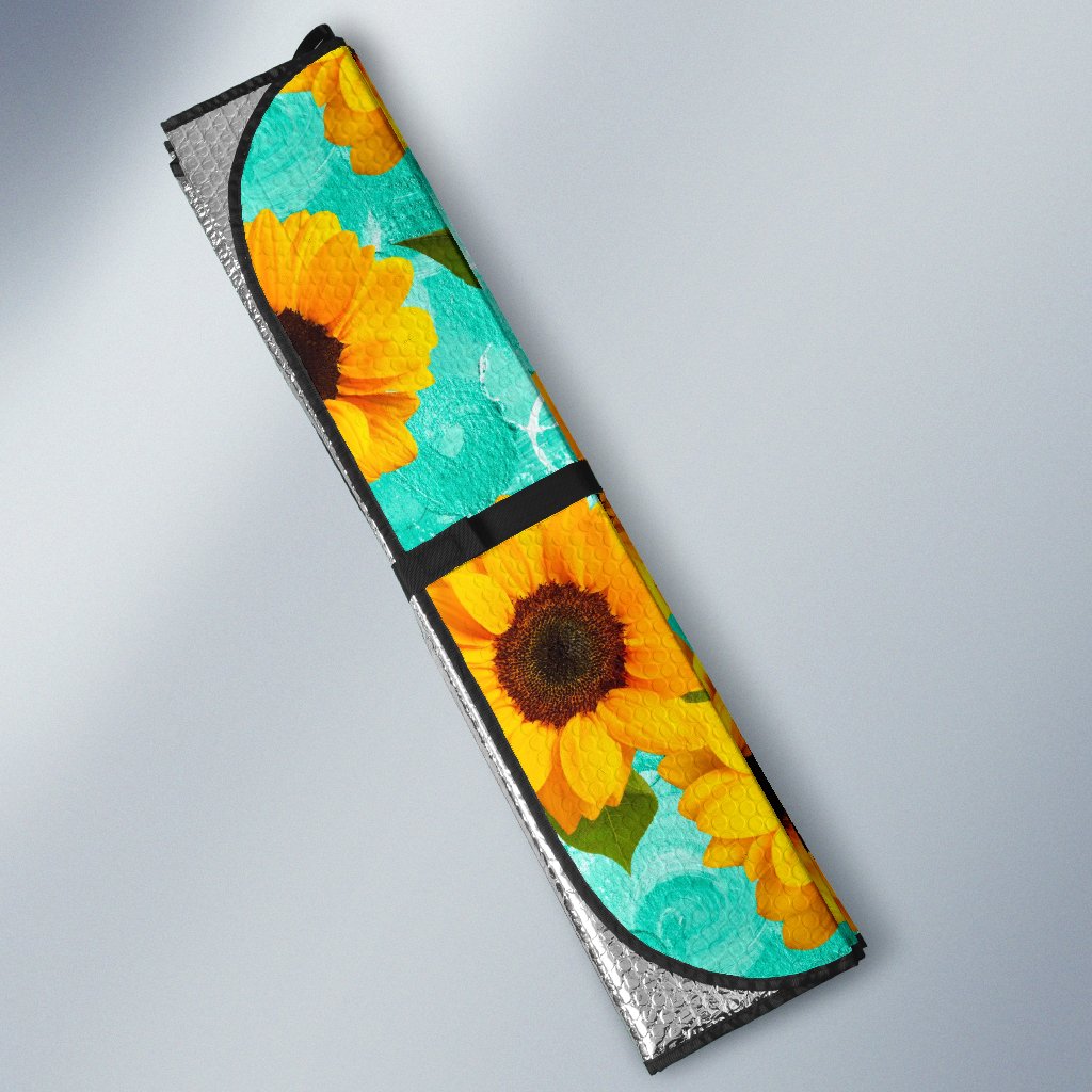 Bright Sunflower Pattern Print Car Sun Shade GearFrost