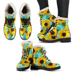 Bright Sunflower Pattern Print Comfy Boots GearFrost