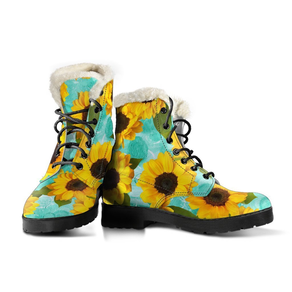 Bright Sunflower Pattern Print Comfy Boots GearFrost