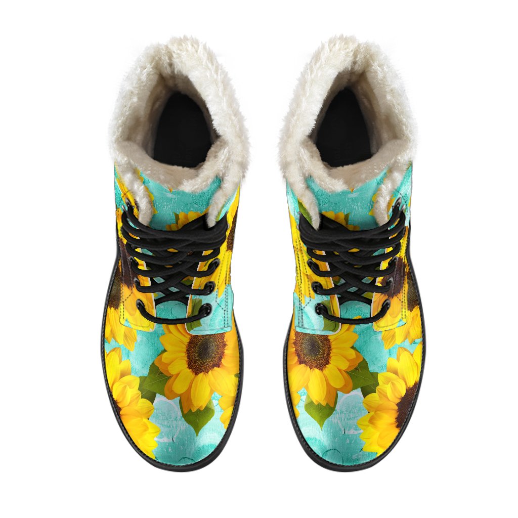 Bright Sunflower Pattern Print Comfy Boots GearFrost