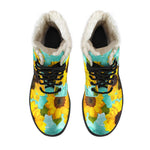 Bright Sunflower Pattern Print Comfy Boots GearFrost