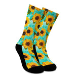 Bright Sunflower Pattern Print Crew Socks