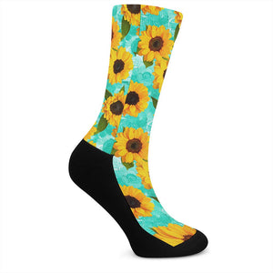 Bright Sunflower Pattern Print Crew Socks