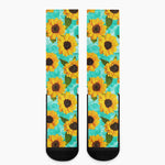 Bright Sunflower Pattern Print Crew Socks