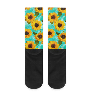 Bright Sunflower Pattern Print Crew Socks