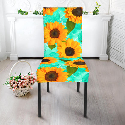 Bright Sunflower Pattern Print Dining Chair Slipcover