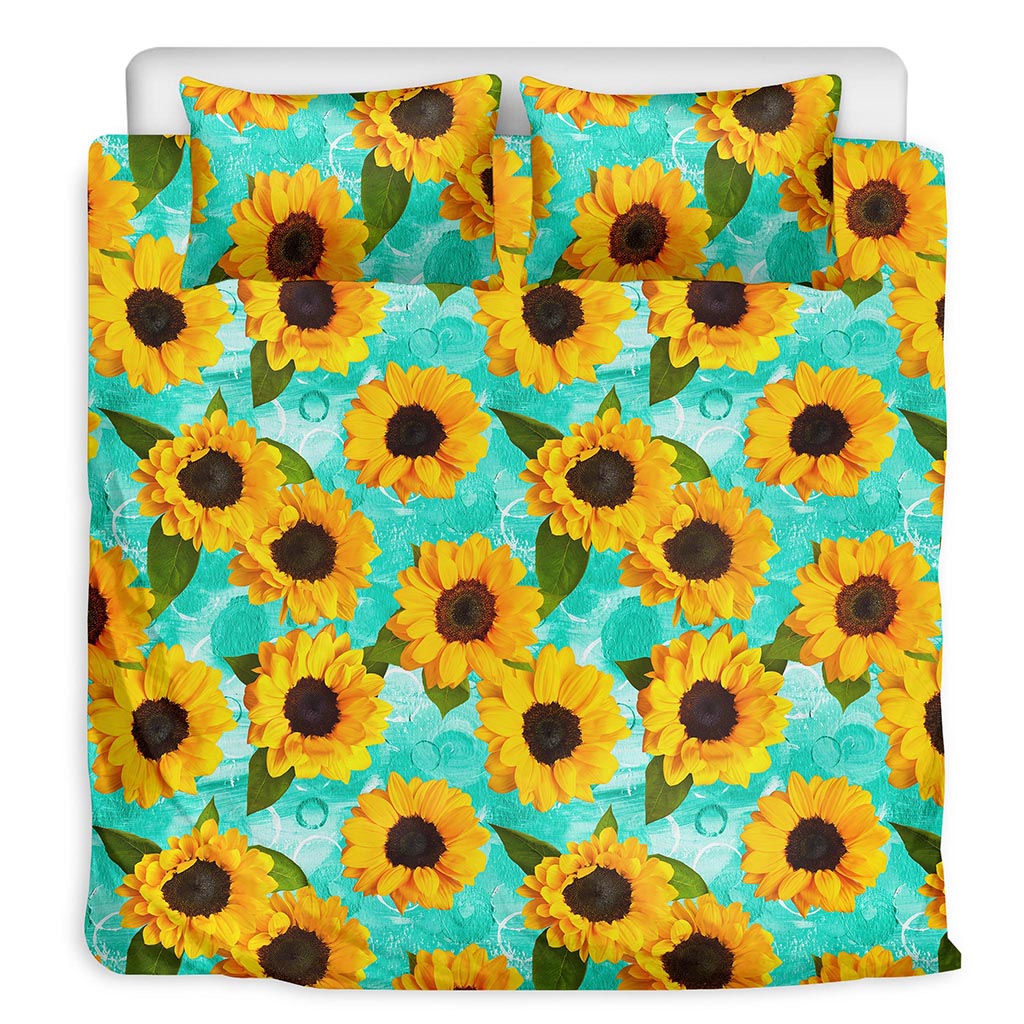 Bright Sunflower Pattern Print Duvet Cover Bedding Set