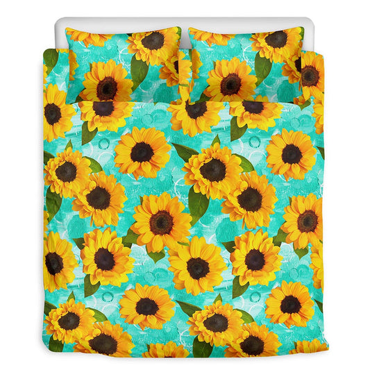 Bright Sunflower Pattern Print Duvet Cover Bedding Set