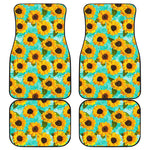 Bright Sunflower Pattern Print Front and Back Car Floor Mats