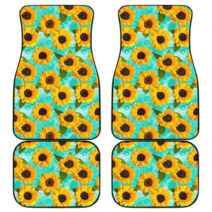 Bright Sunflower Pattern Print Front and Back Car Floor Mats