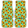 Bright Sunflower Pattern Print Front and Back Car Floor Mats