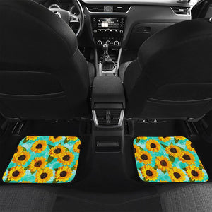 Bright Sunflower Pattern Print Front and Back Car Floor Mats