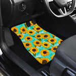 Bright Sunflower Pattern Print Front and Back Car Floor Mats