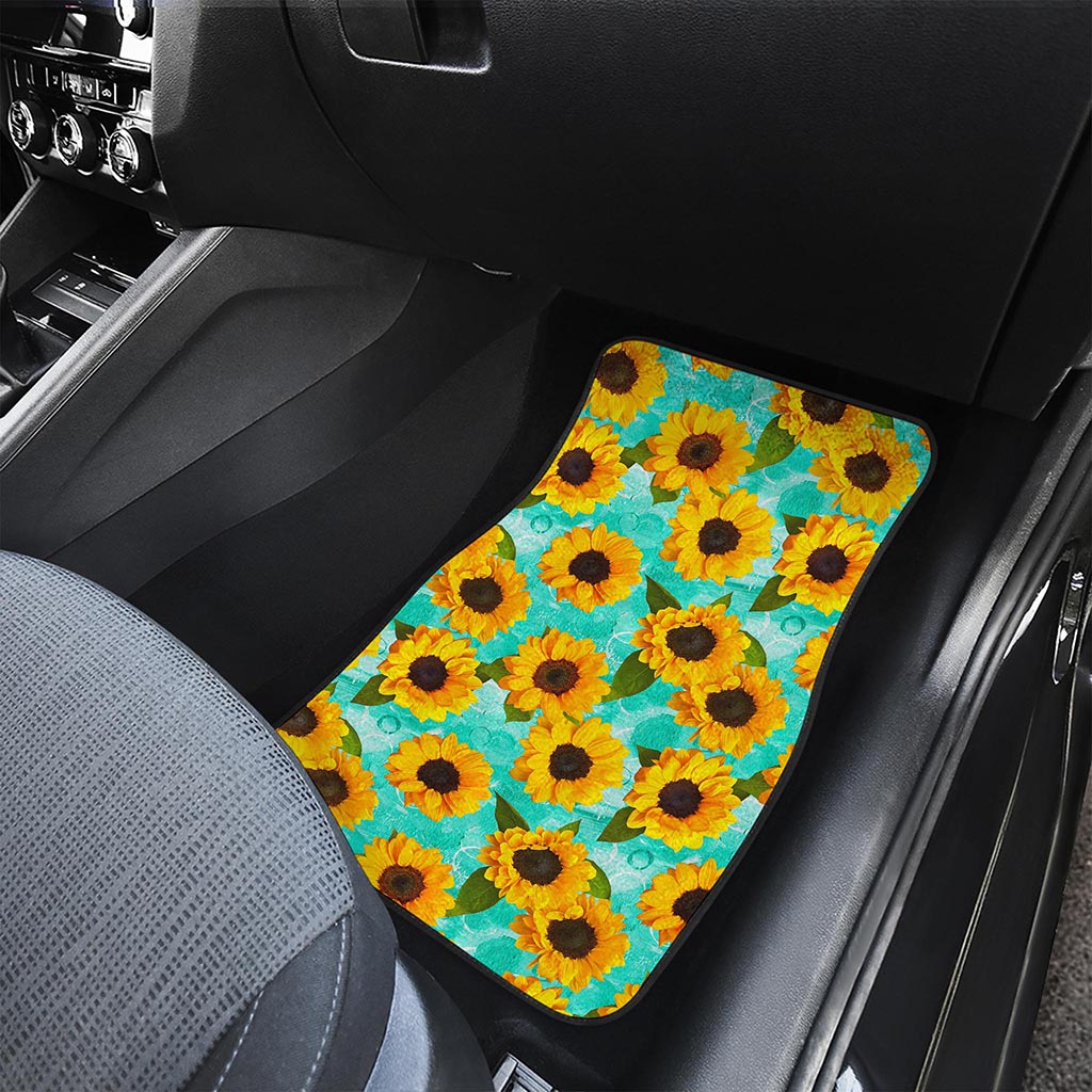 Bright Sunflower Pattern Print Front and Back Car Floor Mats