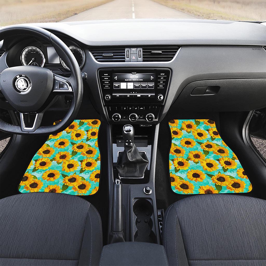 Bright Sunflower Pattern Print Front Car Floor Mats