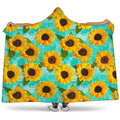 Bright Sunflower Pattern Print Hooded Blanket