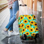 Bright Sunflower Pattern Print Luggage Cover GearFrost