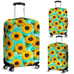 Bright Sunflower Pattern Print Luggage Cover GearFrost