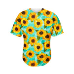 Bright Sunflower Pattern Print Men's Baseball Jersey