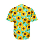 Bright Sunflower Pattern Print Men's Baseball Jersey