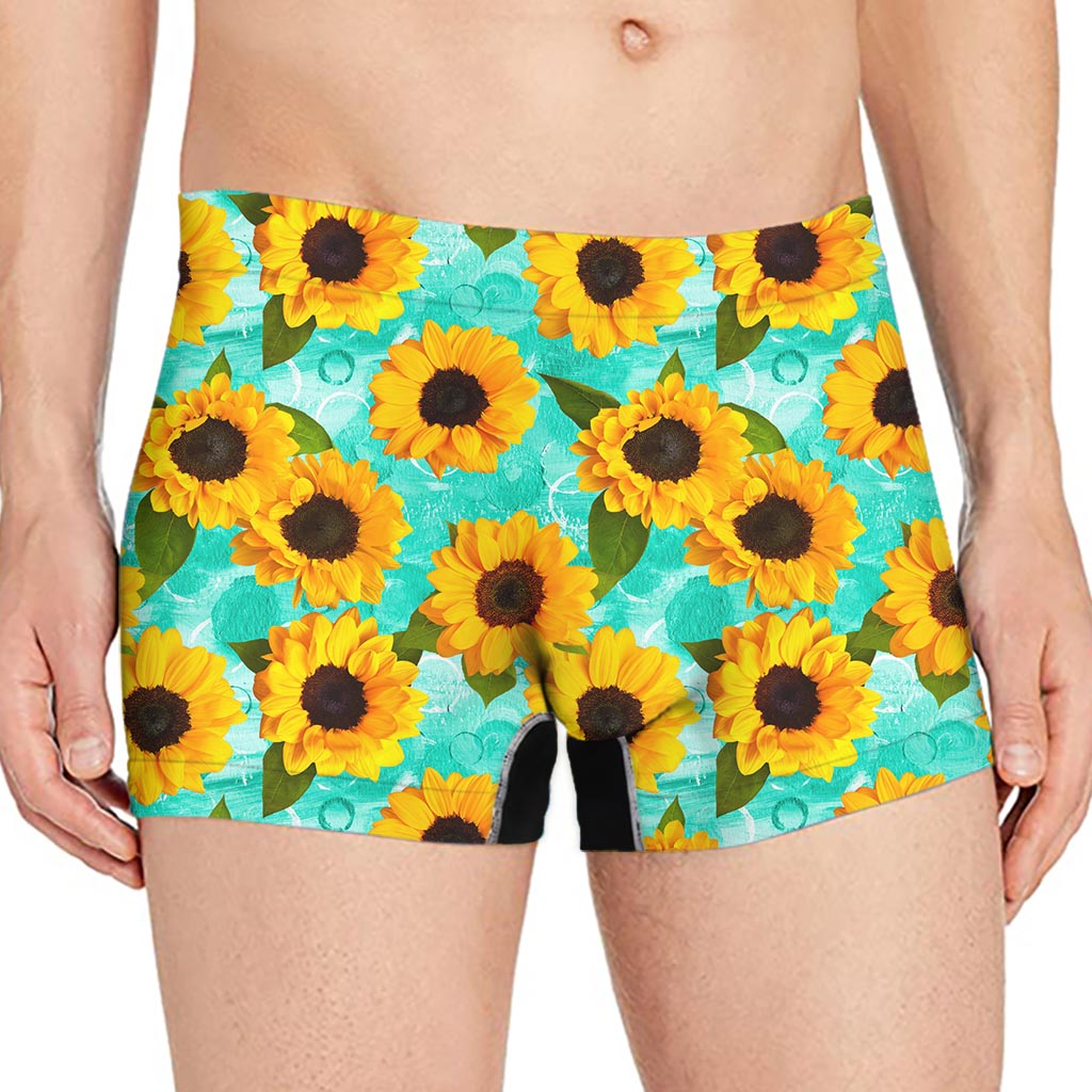 Bright Sunflower Pattern Print Men's Boxer Briefs