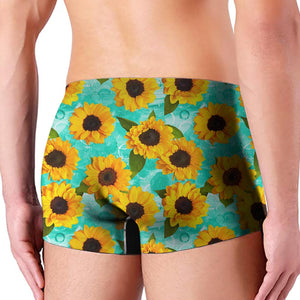 Bright Sunflower Pattern Print Men's Boxer Briefs