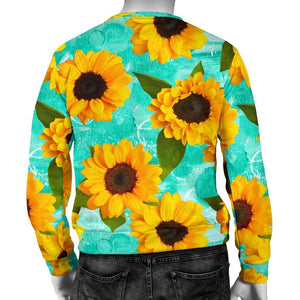 Bright Sunflower Pattern Print Men's Crewneck Sweatshirt GearFrost