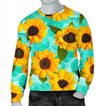 Bright Sunflower Pattern Print Men's Crewneck Sweatshirt GearFrost