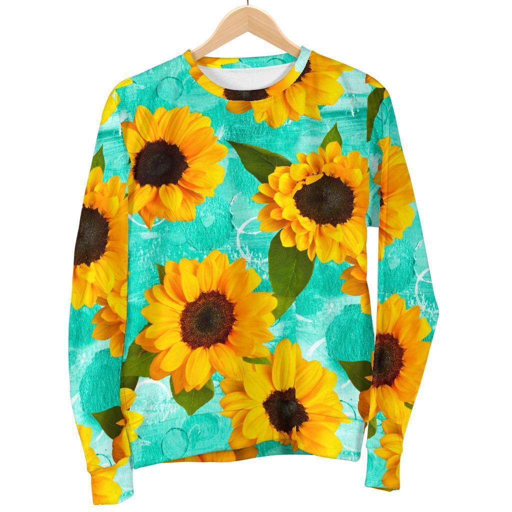 Bright Sunflower Pattern Print Men's Crewneck Sweatshirt GearFrost