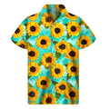 Bright Sunflower Pattern Print Men's Short Sleeve Shirt