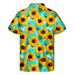 Bright Sunflower Pattern Print Men's Short Sleeve Shirt