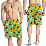 Bright Sunflower Pattern Print Men's Shorts