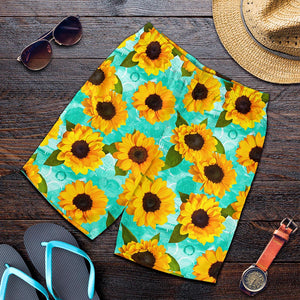 Bright Sunflower Pattern Print Men's Shorts