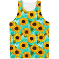 Bright Sunflower Pattern Print Men's Tank Top