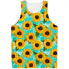 Bright Sunflower Pattern Print Men's Tank Top