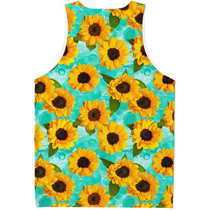 Bright Sunflower Pattern Print Men's Tank Top