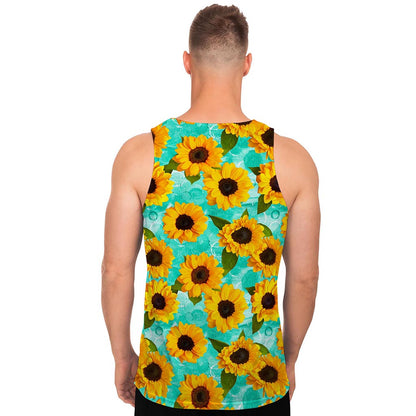 Bright Sunflower Pattern Print Men's Tank Top