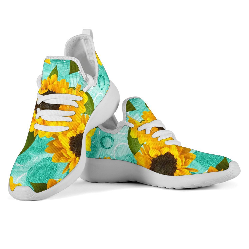 Bright Sunflower Pattern Print Mesh Knit Shoes GearFrost