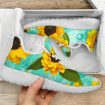 Bright Sunflower Pattern Print Mesh Knit Shoes GearFrost