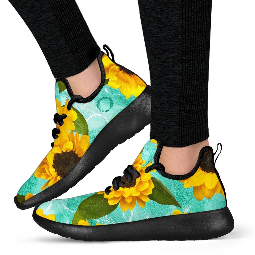 Bright Sunflower Pattern Print Mesh Knit Shoes GearFrost