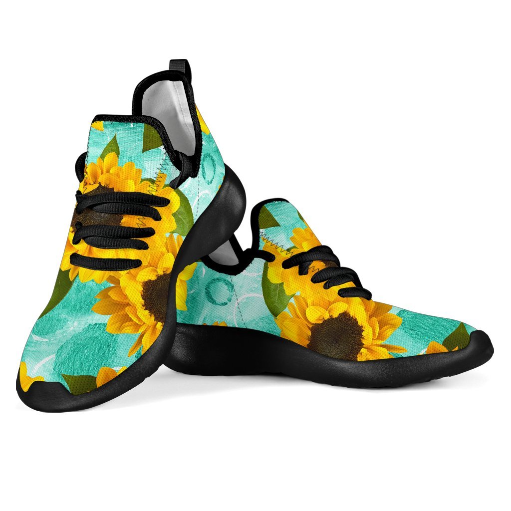 Bright Sunflower Pattern Print Mesh Knit Shoes GearFrost