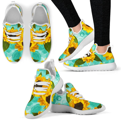 Bright Sunflower Pattern Print Mesh Knit Shoes GearFrost