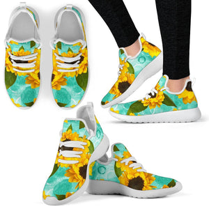 Bright Sunflower Pattern Print Mesh Knit Shoes GearFrost