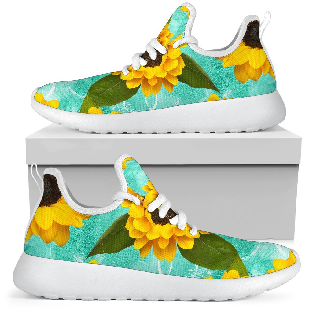 Bright Sunflower Pattern Print Mesh Knit Shoes GearFrost