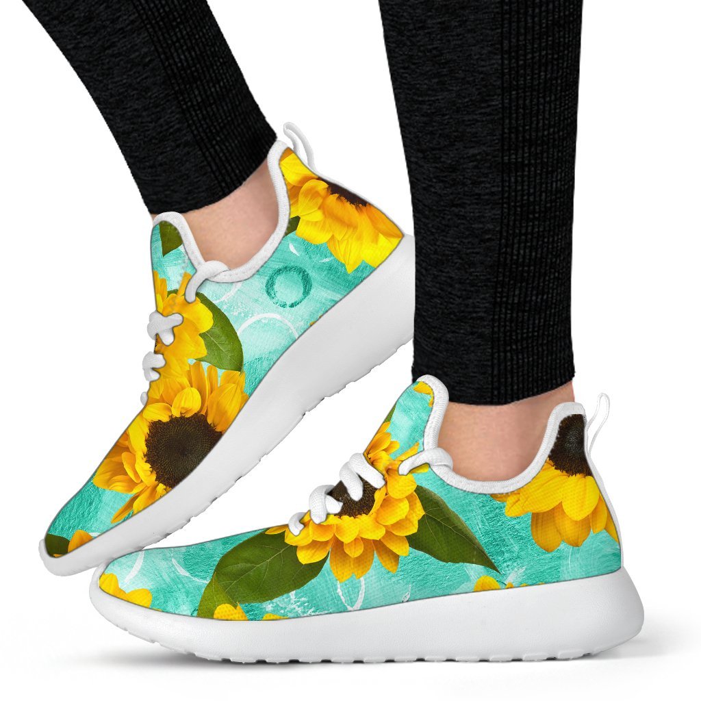 Bright Sunflower Pattern Print Mesh Knit Shoes GearFrost