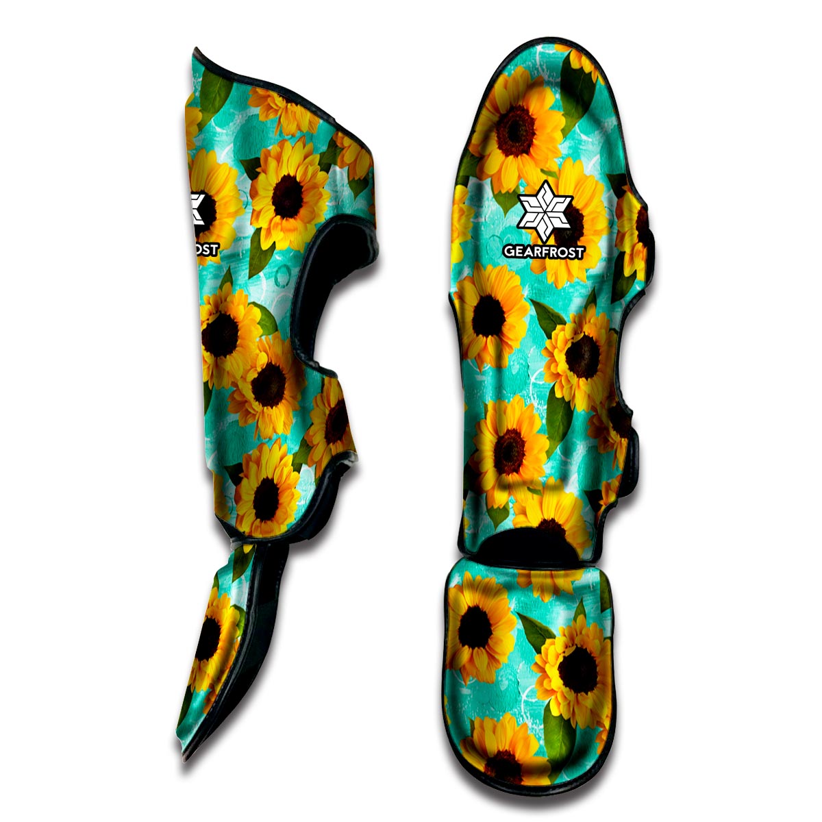 Bright Sunflower Pattern Print Muay Thai Shin Guard