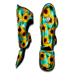 Bright Sunflower Pattern Print Muay Thai Shin Guard