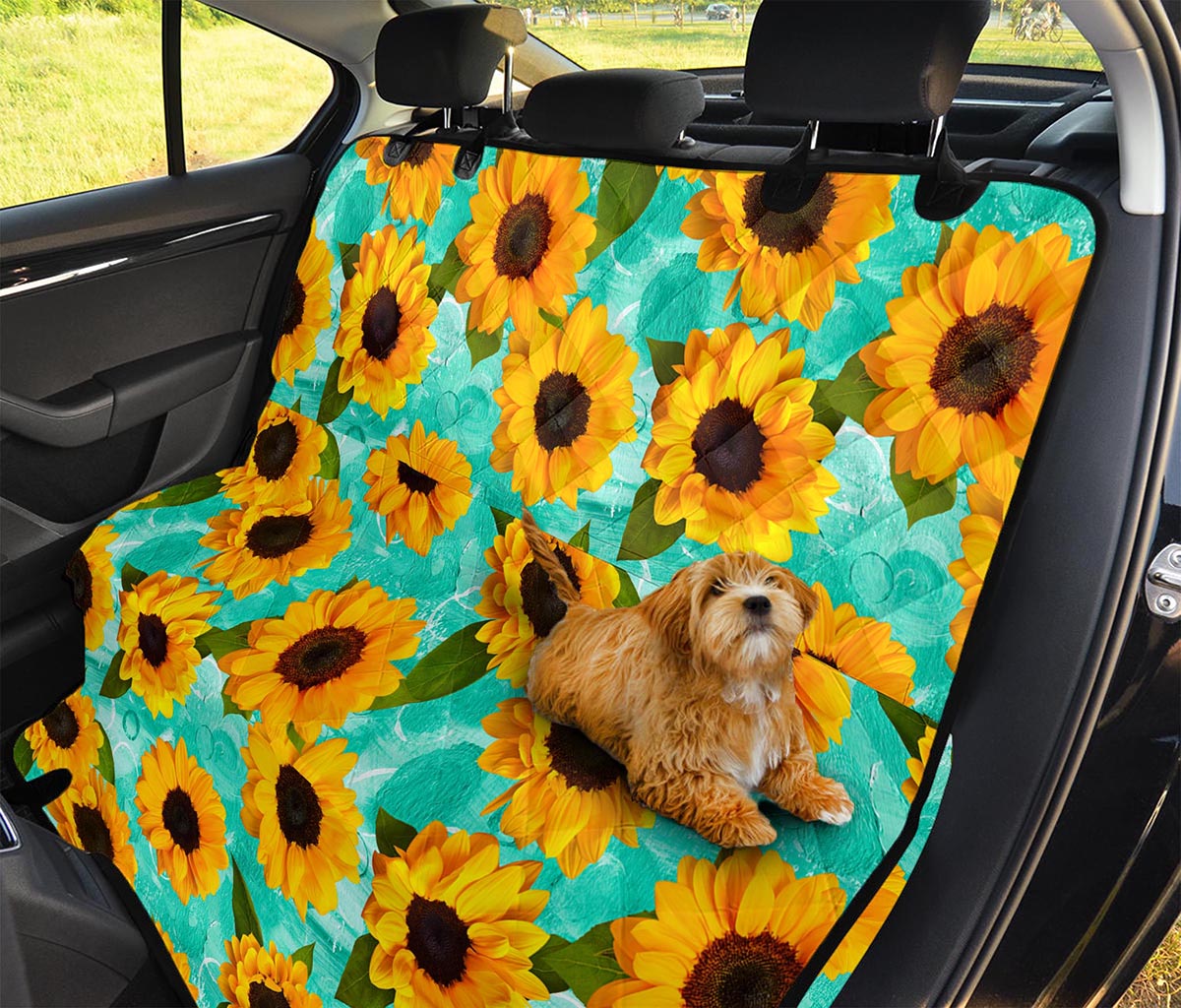 Bright Sunflower Pattern Print Pet Car Back Seat Cover