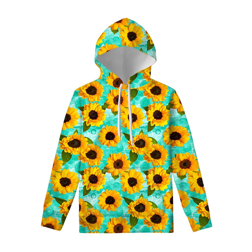 Bright Sunflower Pattern Print Pullover Hoodie