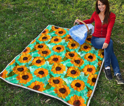Bright Sunflower Pattern Print Quilt